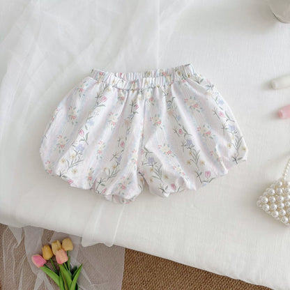 Summer Hot Selling Baby Girls Sleeveless Flowers Pattern Vest and Shorts Clothing Set