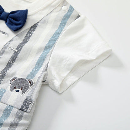 Summer Baby Kids Striped Vest Pattern T-shirt and Shorts Clothing Set for Boys