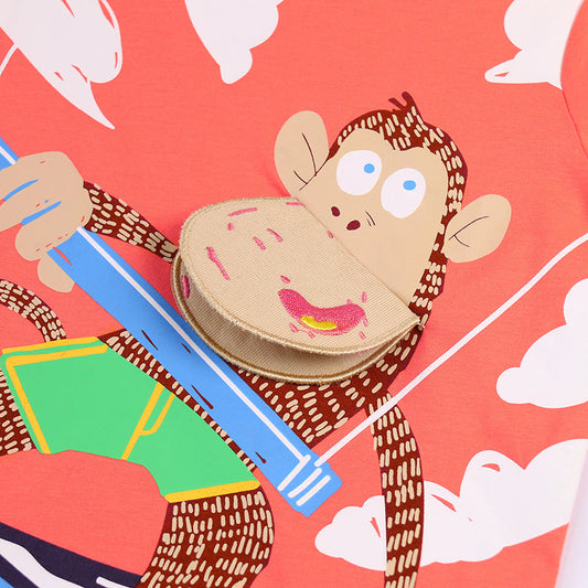 Summer Baby Kids Monkey Cartoon Pattern T-shirt and Shorts Clothing Set for Boys