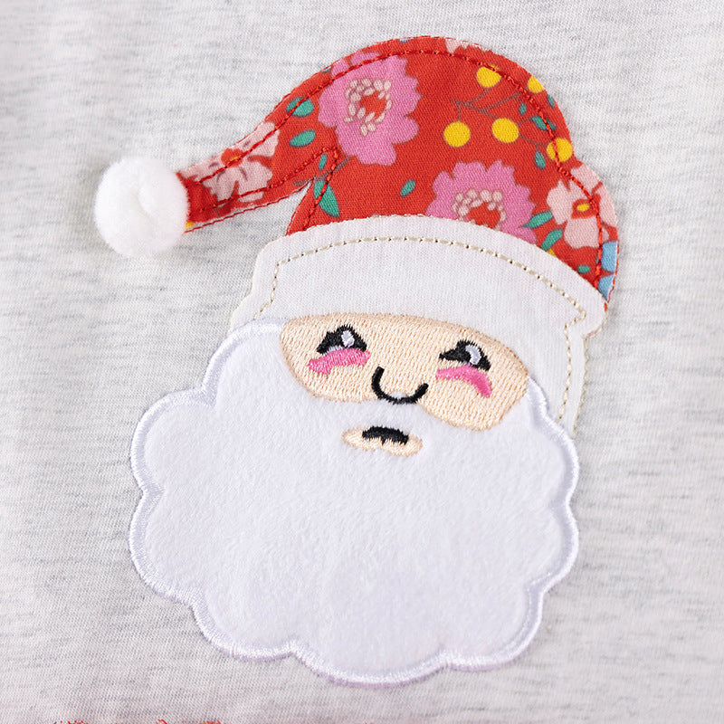 Autumn Arrival Cartoon Christmas and Snowflakes Pattern Long Sleeves Crew Neck Dress for Stylish Girls