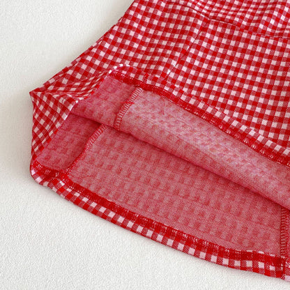 Summer Arrival Baby Girls Cute Plaid Pattern Sleeveless Strap Dress
