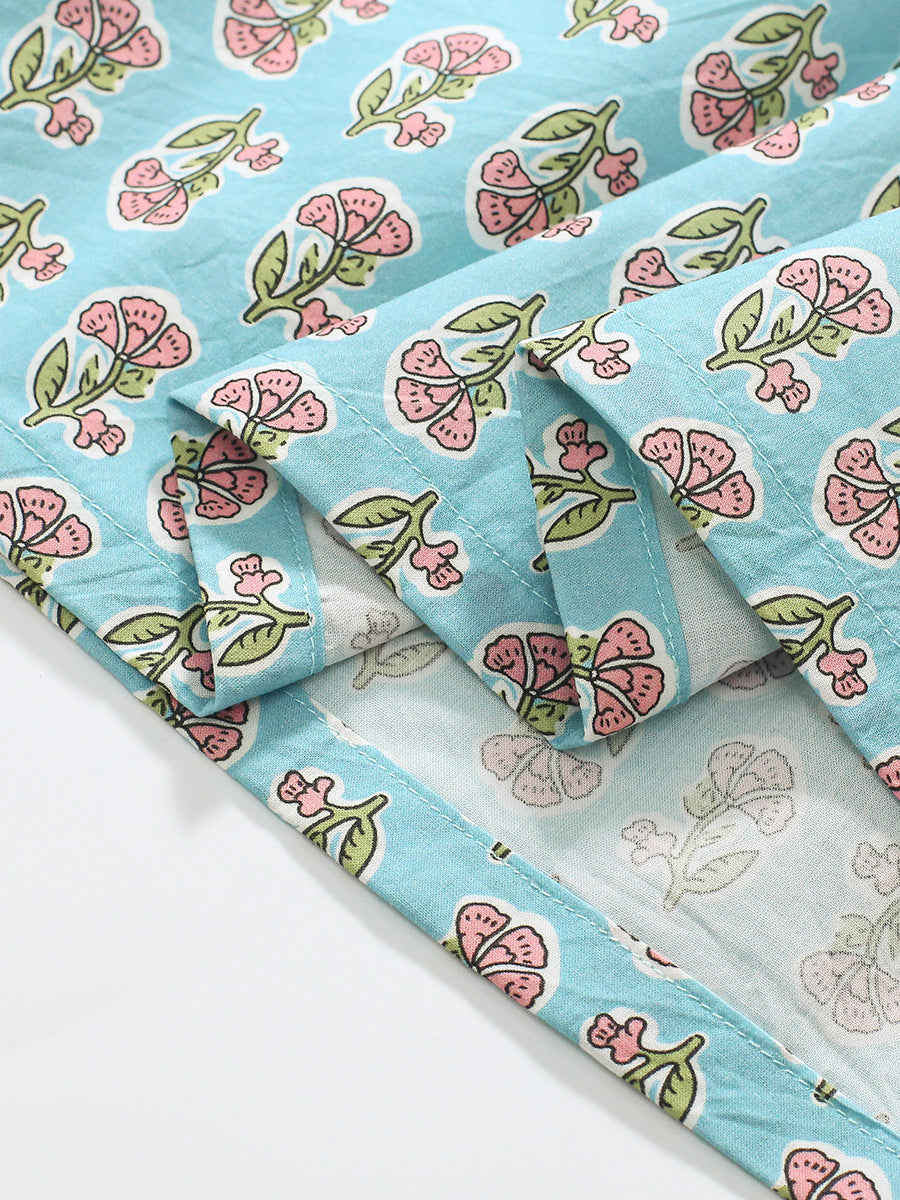 Summer Baby Kids Girls Short Sleeves Flowers Print Dress