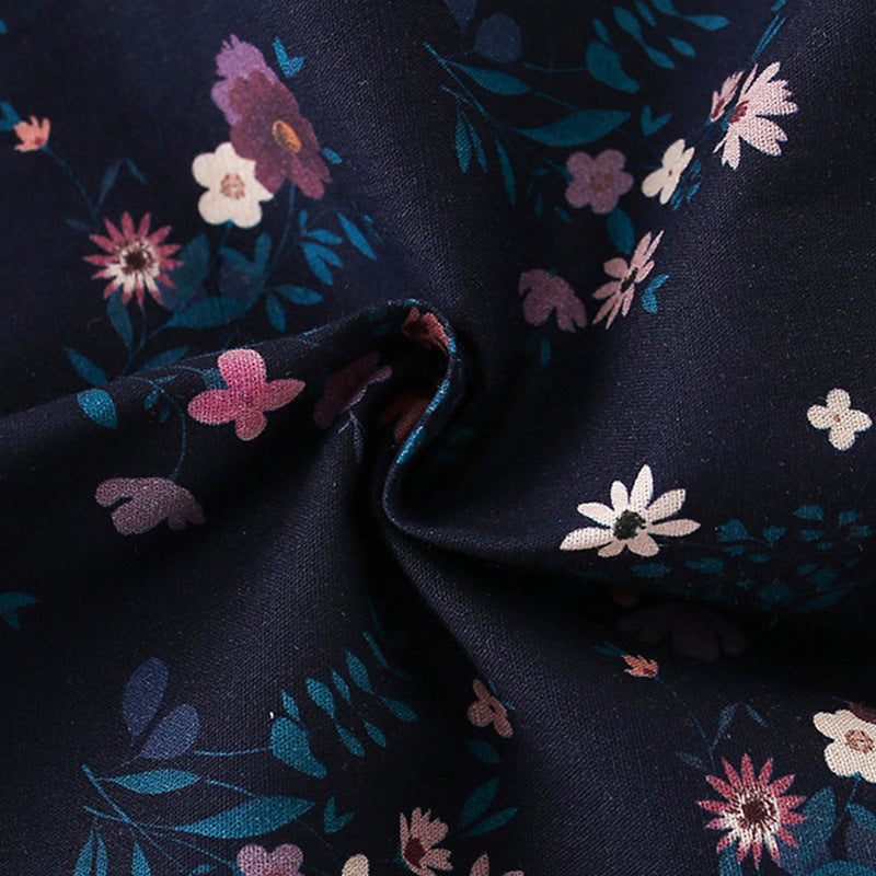 Summer Arrival Floral Pattern Short Sleeves Dress with Lace Trim Neck for Stylish Girls