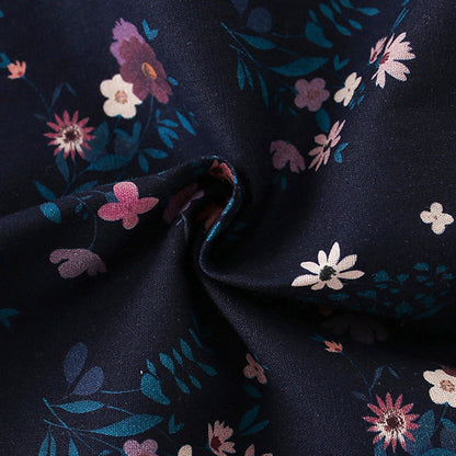 Summer Arrival Floral Pattern Short Sleeves Dress with Lace Trim Neck for Stylish Girls