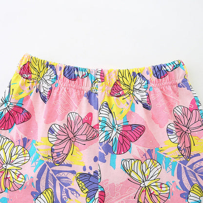Summer Baby Kids Cute Butterfly Pattern Vest and Shorts Clothing Set for Girls