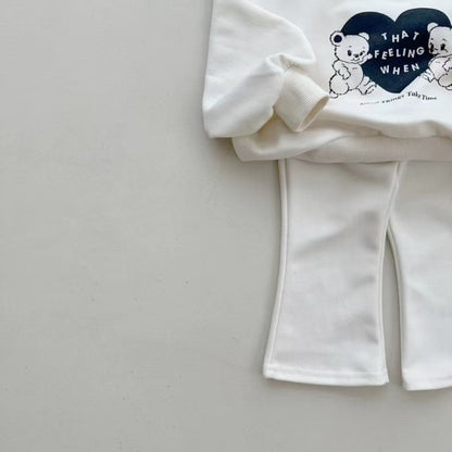 Autumn Baby Kids Unisex Casual Letters and Teddy Bears Pattern Long Sleeves Top Pullover and Pants Clothing Set