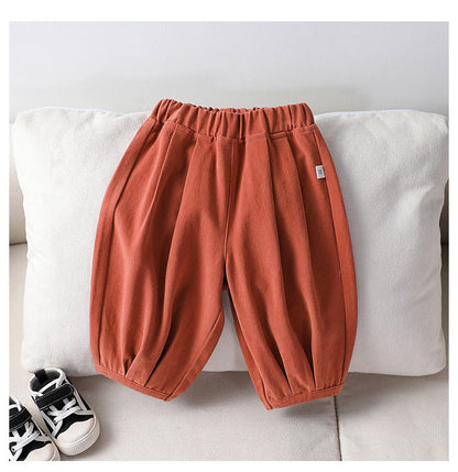 Autumn Arrival Kids Unisex Soft Comfortable Pure Cotton Long Solid Color Pants