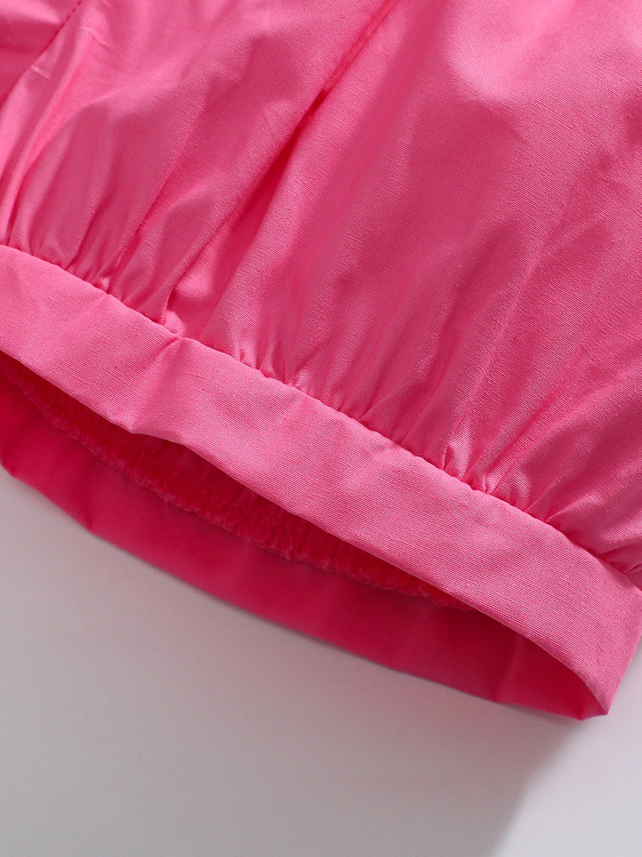 Girls Animals Cartoon Pattern Dress And Pink Shorts Set