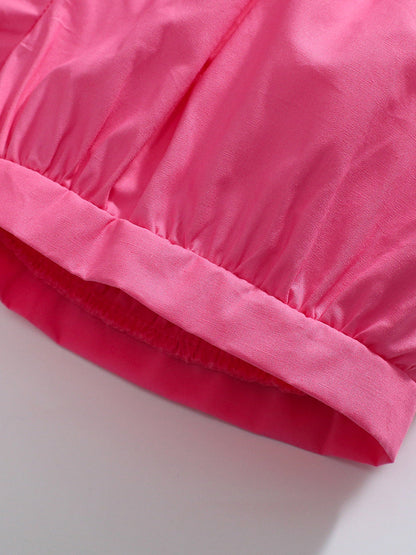 Girls Animals Cartoon Pattern Dress And Pink Shorts Set