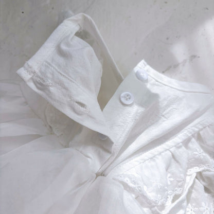 Summer Arrival Baby Girls Fly Sleeves Tulle Patchwork Lace Decorated Onesies