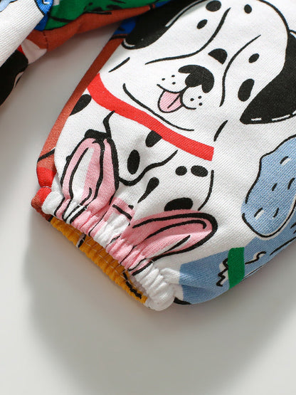 Design Autumn Girls Vivid Colorful Dogs Pattern Dress