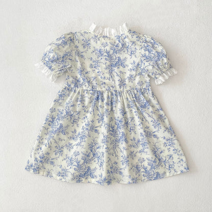 Summer Arrival Girls Cute Beautiful Flowers Pattern Short Sleeves Onesies and Dress – Princess Sister Matching