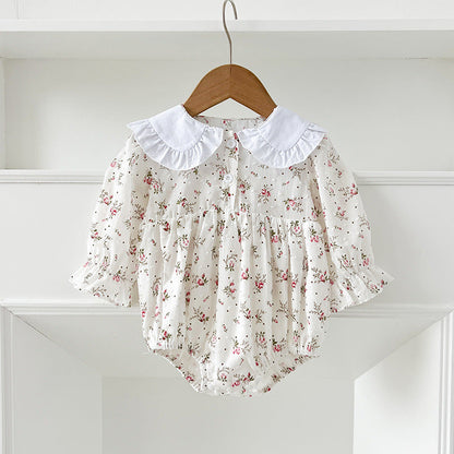 Spring Baby Girls French-style Floral Long-sleeved Onesies and Dress – Princess Sister Matching Set