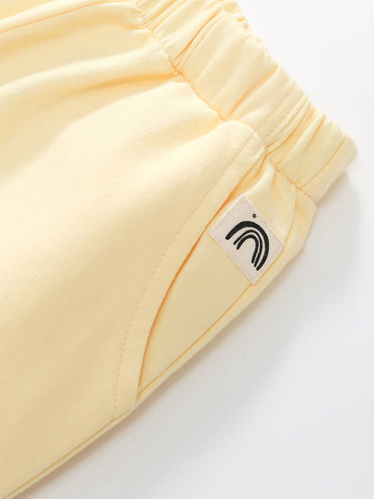 Spring And Autumn Girls Cute Solid Color Long Sleeves Top Hoodies And Pants Clothing Set