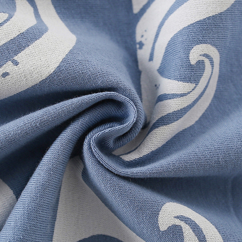 Summer Baby Kids Waves Pattern T-shirt and Shorts Clothing Set for Boys