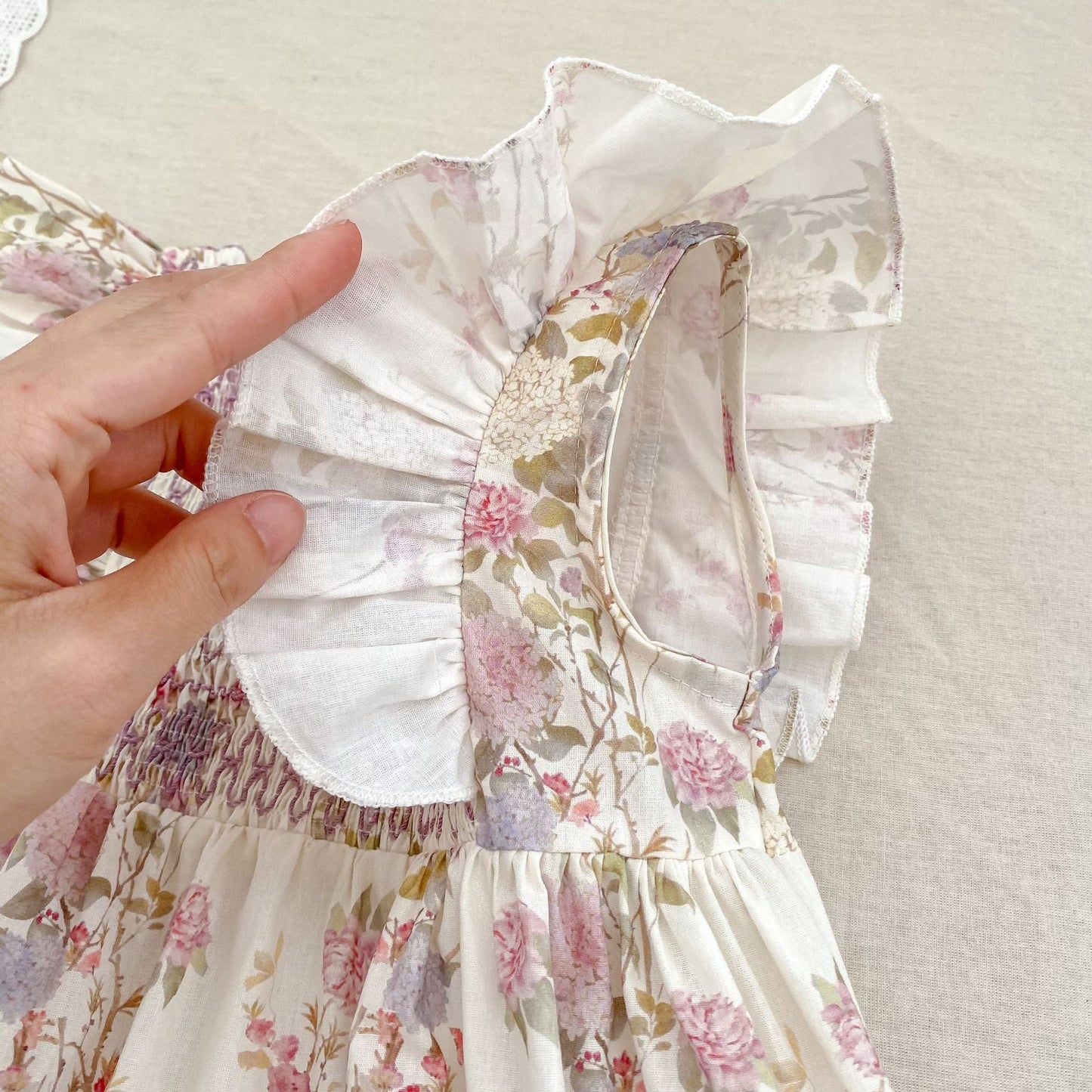 Summer Girls Arrival Floral Pattern Fly Sleeves Onesies and Girls’ Dress – Princess Sister Matching Set