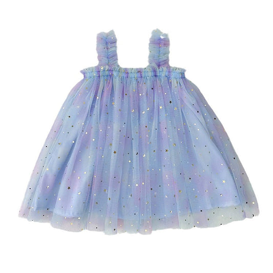 Design Summer Kids Girls Elegant Fairy Style Sequin Mesh Sleeveless Dress