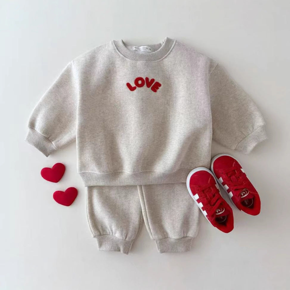 Autumn Baby Kids Unisex Casual Letters Pattern Long Sleeves Top Pullover and Pants Clothing