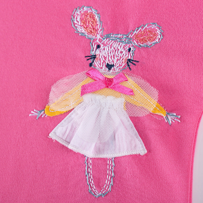 Autumn and Spring Arrival Cartoon Pattern Long Sleeves Dress with Tulle for Stylish Girls