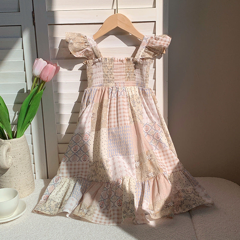 Summer Baby Kids Girls Sleeveless Geometric Pattern Dress