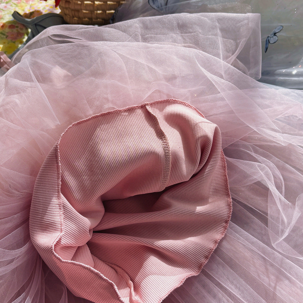 Summer Arrival Butterfly Pattern Sleeveless Tulle Patchwork Dress for Stylish Girls