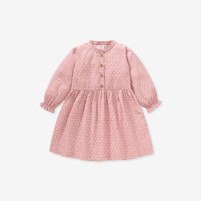 Baby Girl Ditsy Flower Pattern Long Sleeves Sweet Style Dress