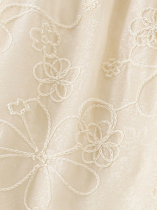 Summer Arrival Girls’ Floral Pattern Embroidery Short Sleeves Round Collar Dress