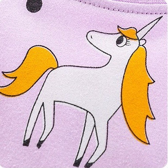 Baby Girl Unicorn Pattern Long Sleeves Style Dress In Autumn Wearing Outfits