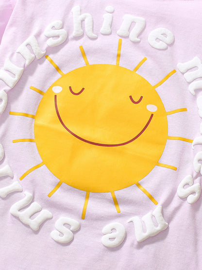 Baby And Kids Girls Purple Short Sleeves Top And Shorts Casual Clothing Set