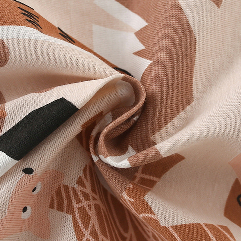 Summer Baby Kids Casual Animals Cartoon Pattern T-shirt and Shorts Clothing Set for Boys