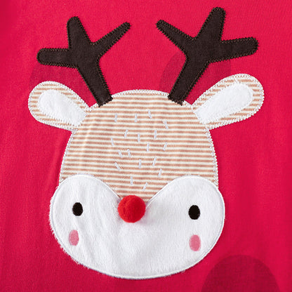 Spring and Autumn Girls Christmas Cartoon Pattern Long Sleeves Sweatshirt and Striped Pants Clothing Set