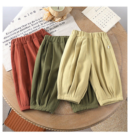 Autumn Arrival Kids Unisex Soft Comfortable Pure Cotton Long Solid Color Pants