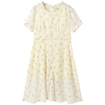 Arrival Summer Kids Girls French Style Chiffon Fashion Short Sleeves Floral Dress