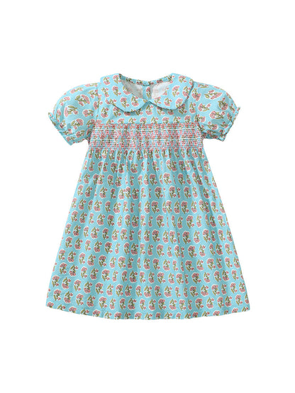 Summer Baby Kids Girls Short Sleeves Flowers Print Dress