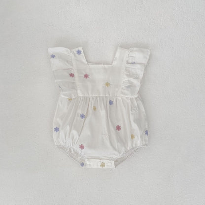 Summer Arrival Star Pattern Fly Sleeves Square Neck Dress/Onesies for Stylish Girls