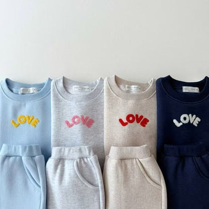 Autumn Baby Kids Unisex Casual Letters Pattern Long Sleeves Top Pullover and Pants Clothing