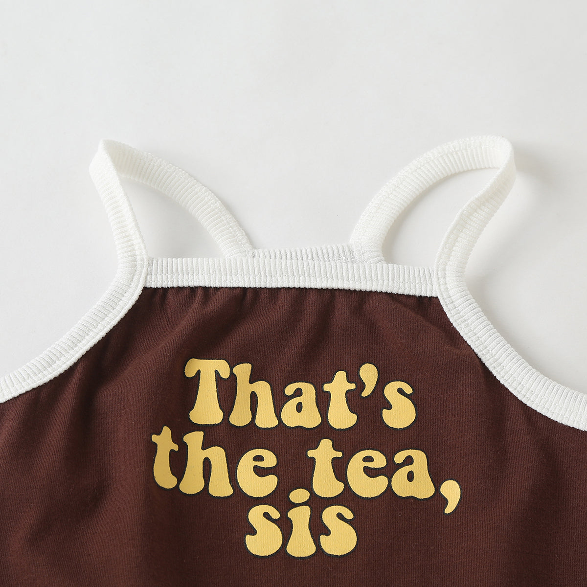 Baby Girl Slogan Pattern Sling Tops Combo Polka Dot Graphic Triangle Shorts One Pieces Sets