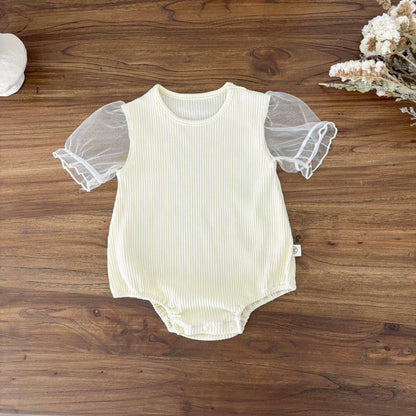 Summer Arrival Baby Kids Girls Sleeveless Floral Pattern Strap Overalls and Beige Onesies Clothing Set