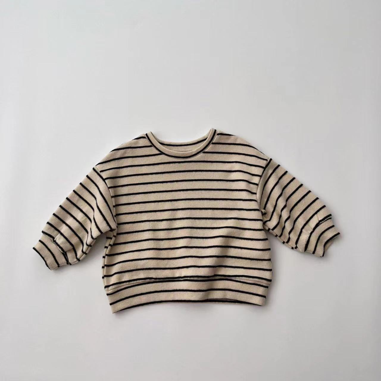 Baby Striped Pattern Puff Sleeve Style Hoodie In Autumn