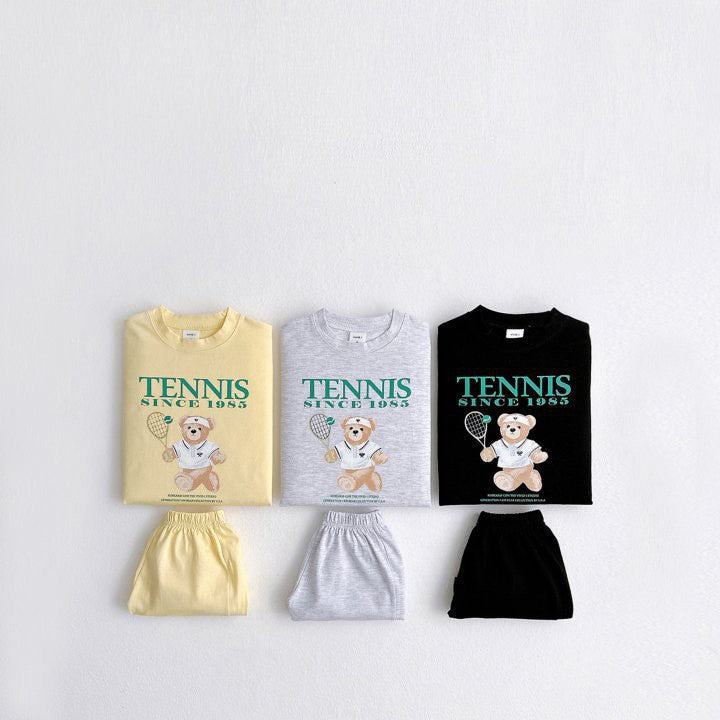 Summer Baby Kids Unisex Casual Letters and Teddy Bear Pattern Short Sleeves Top Shirt and Shorts Clothing Set