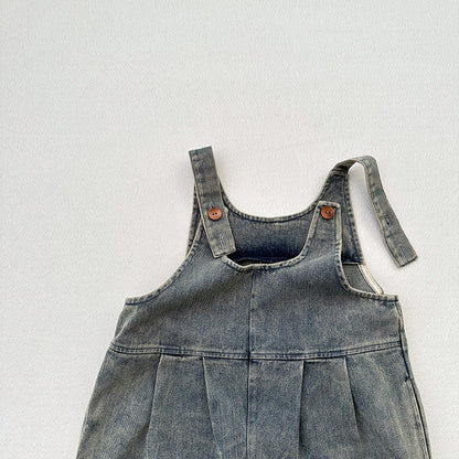 Unisex Spring Autumn Solid Overall Cowboy