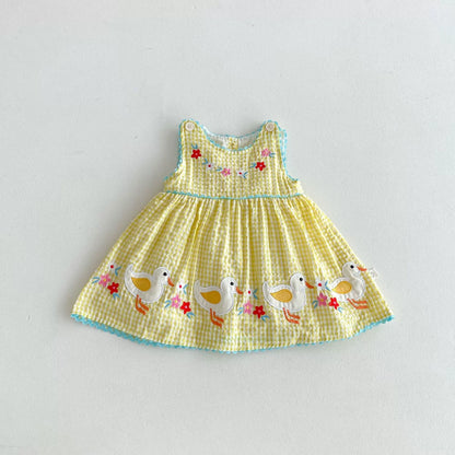 Summer Hot Selling Baby Kids Girls Princess Sleeveless Plaid Dress