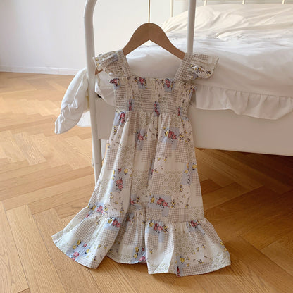 Summer Baby Kids Girls Sleeveless Geometric Pattern Dress