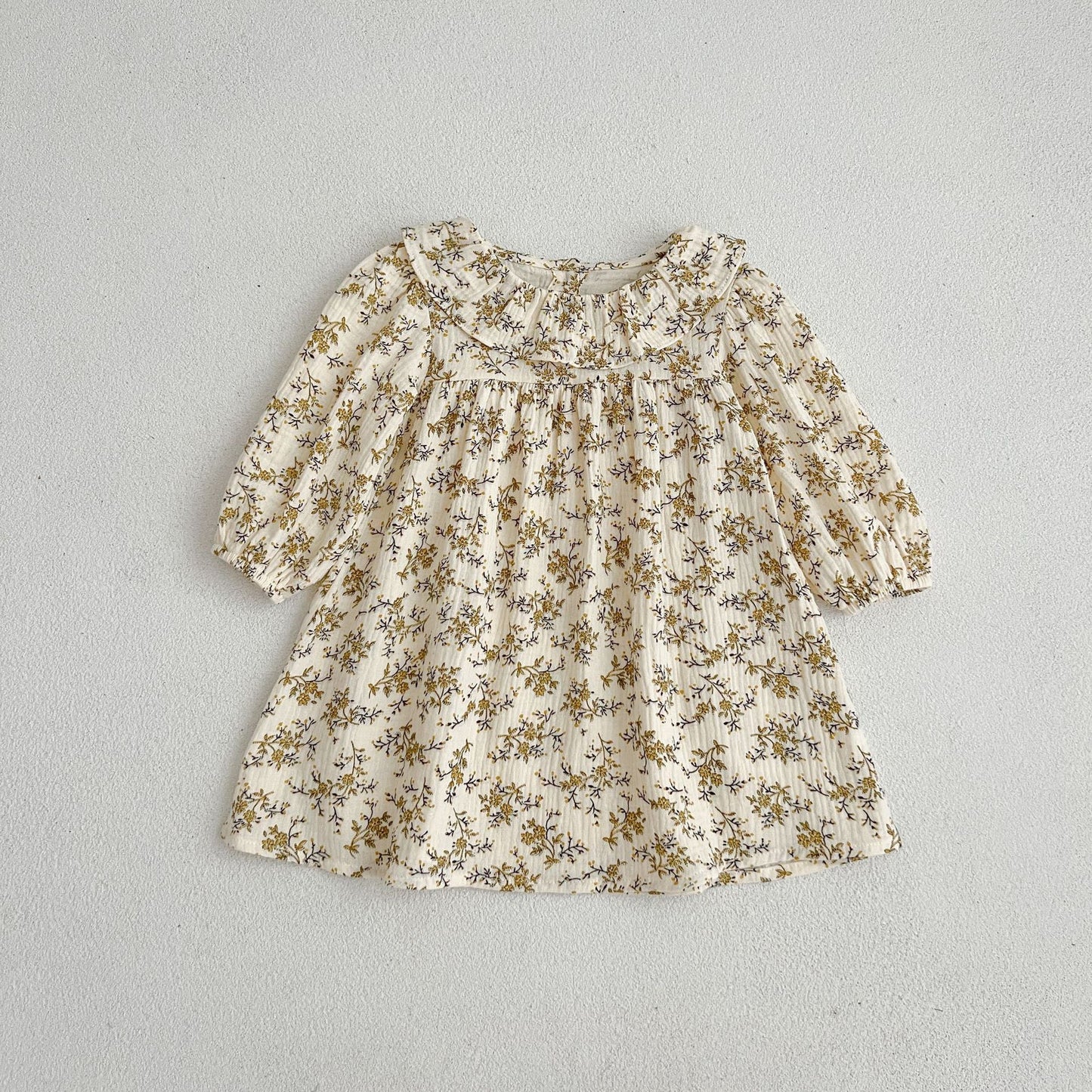 Floral Pattern Ruffle Neck Baby Onesies Dress
