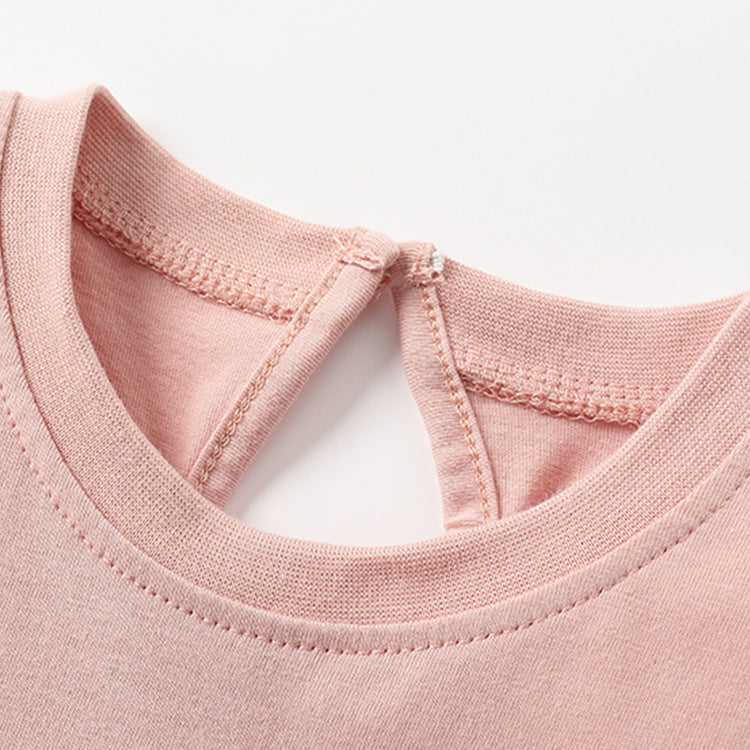 Baby Kids Girls Cartoon Short Sleeves Top And Pants Casual Clothing Set