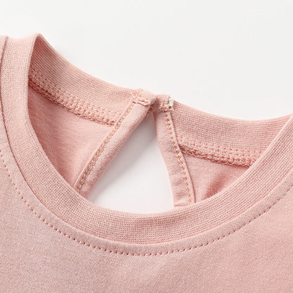 Baby Kids Girls Cartoon Short Sleeves Top And Pants Casual Clothing Set