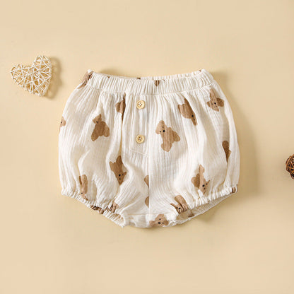 Baby Boys And Girls Cute Print Pattern Short Pants With Buttons
