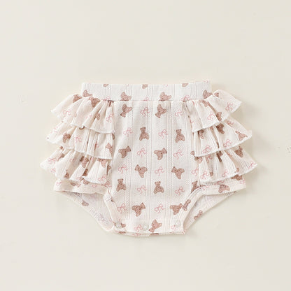 Summer Arrival Baby Girls Sleeveless Animals and Flowers Pattern Onesies, Bloomers