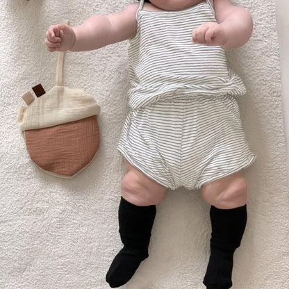 Summer Hot Selling Baby Unisex Sleeveless Striped Vest and Shorts Clothing Set