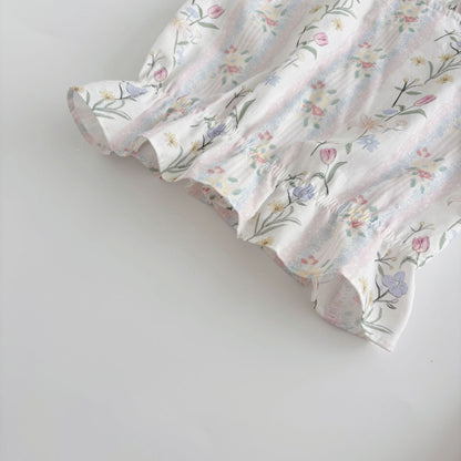 Summer Hot Selling Baby Girls Sleeveless Flowers Pattern Vest and Shorts Clothing Set